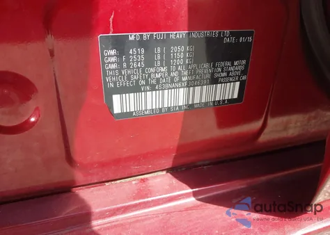 2015 Subaru Legacy 2.5I Limited from USA, damaged, VIN 4S3BNAN6XF3046391